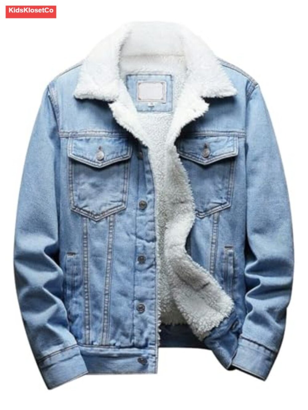 Men's Sherpa Lined Denim Trucker Jacket with Faux Fur Collar Heavyweight